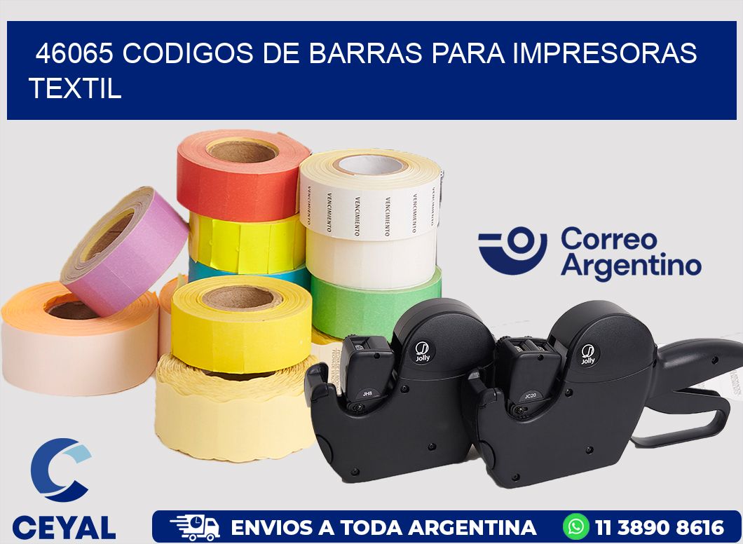 46065 codigos de barras para impresoras textil