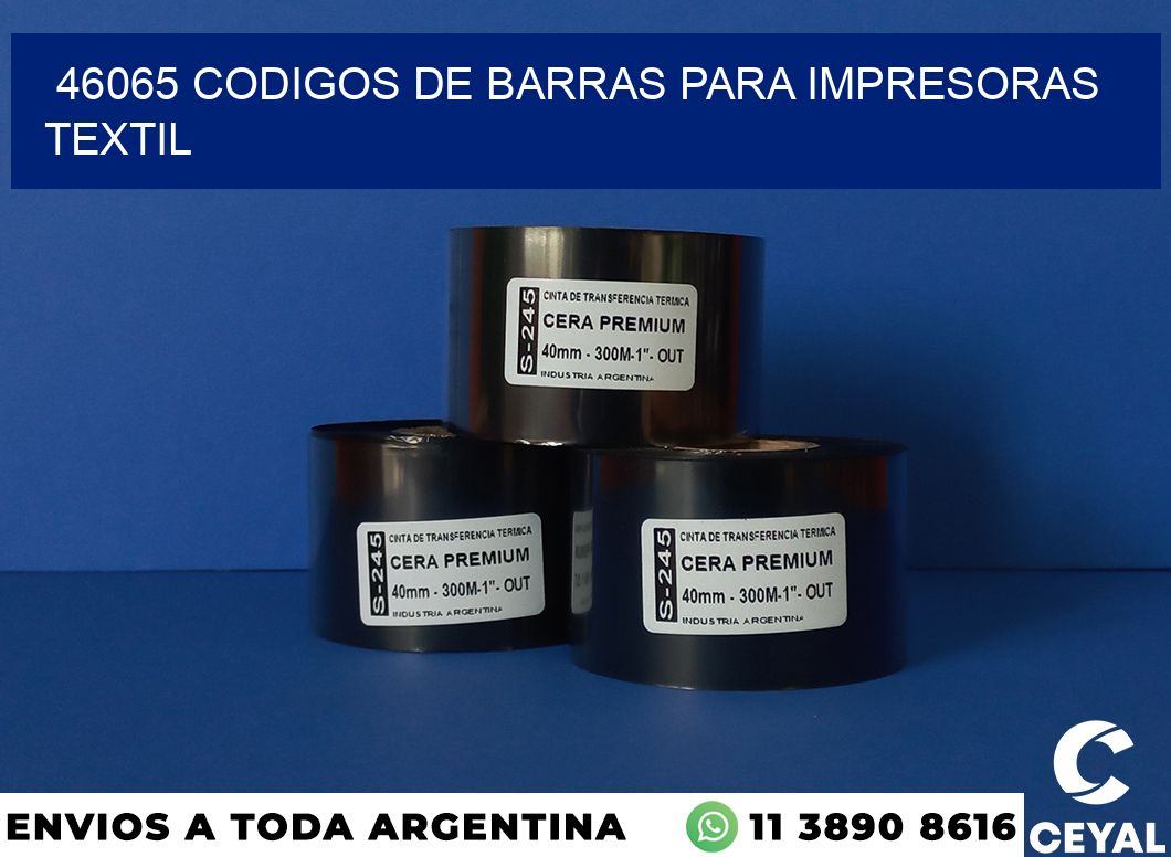 46065 codigos de barras para impresoras textil