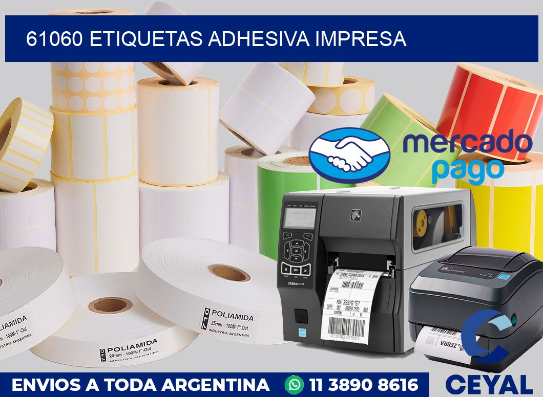 61060 etiquetas adhesiva impresa