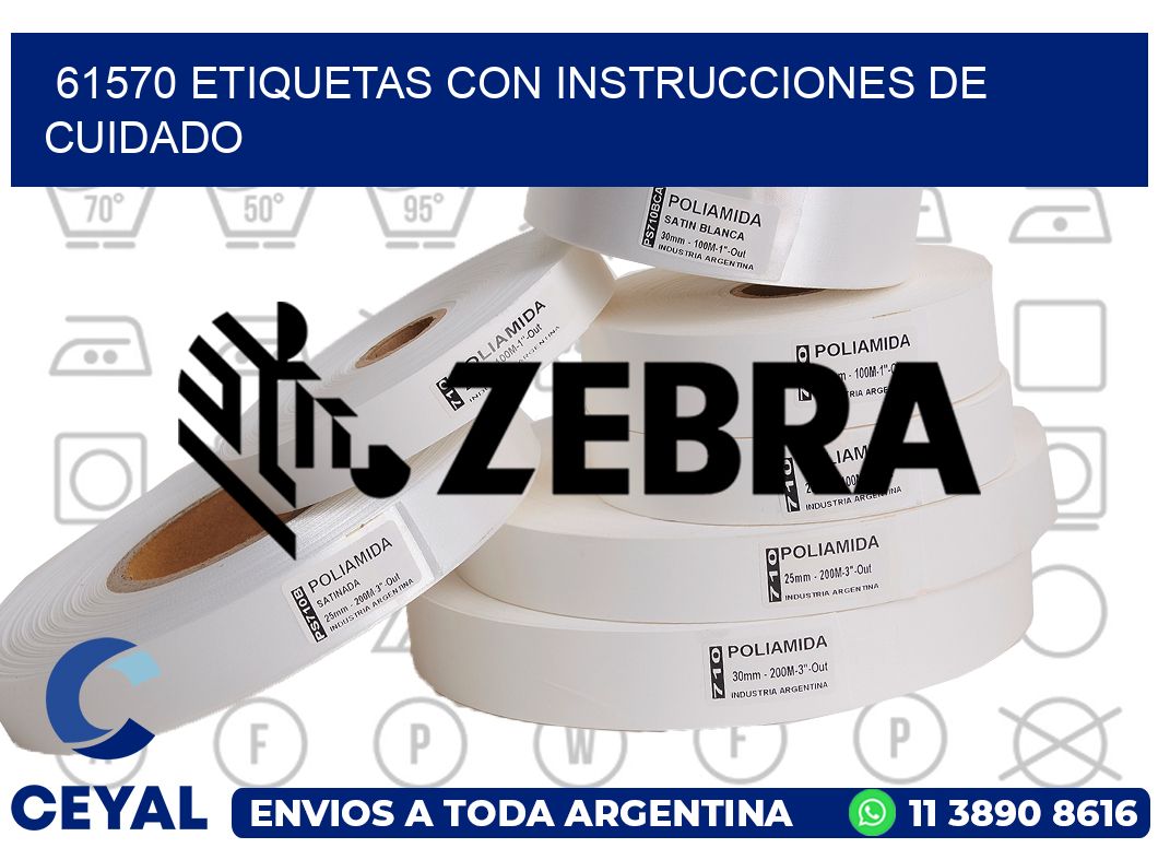 61570 Etiquetas con instrucciones de cuidado