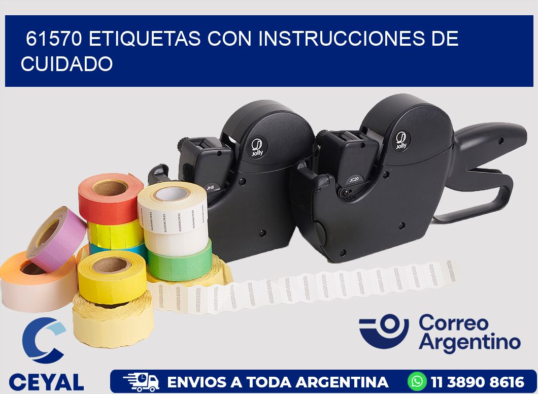61570 Etiquetas con instrucciones de cuidado