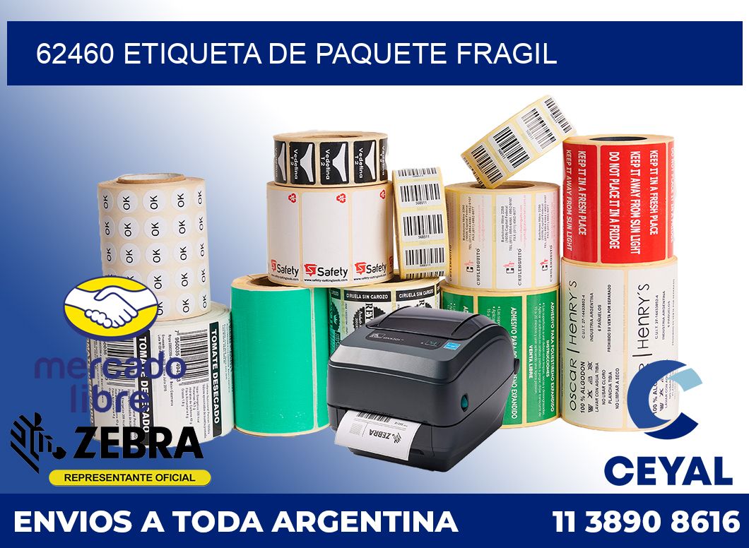 62460 Etiqueta de paquete fragil