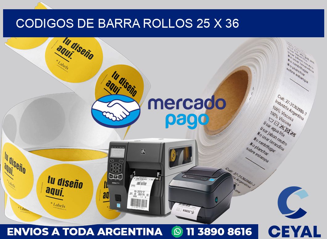 Codigos de barra rollos 25 x 36