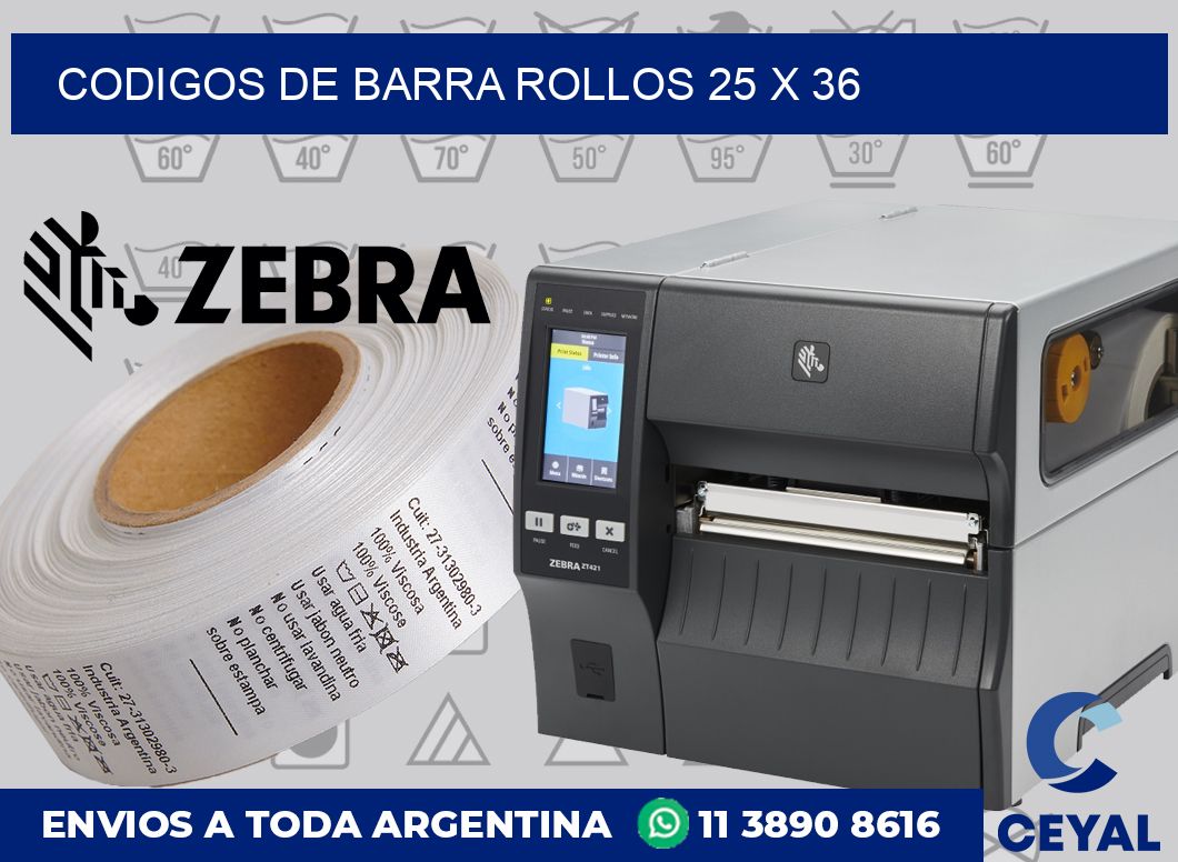 Codigos de barra rollos 25 x 36