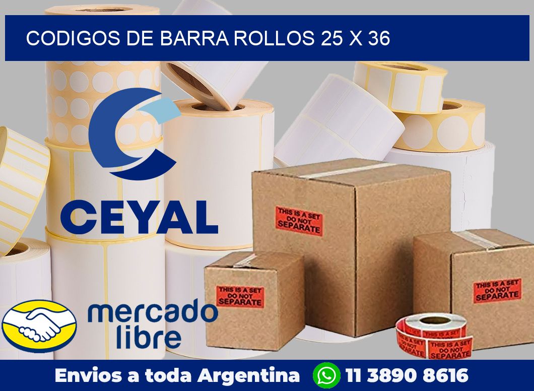 Codigos de barra rollos 25 x 36