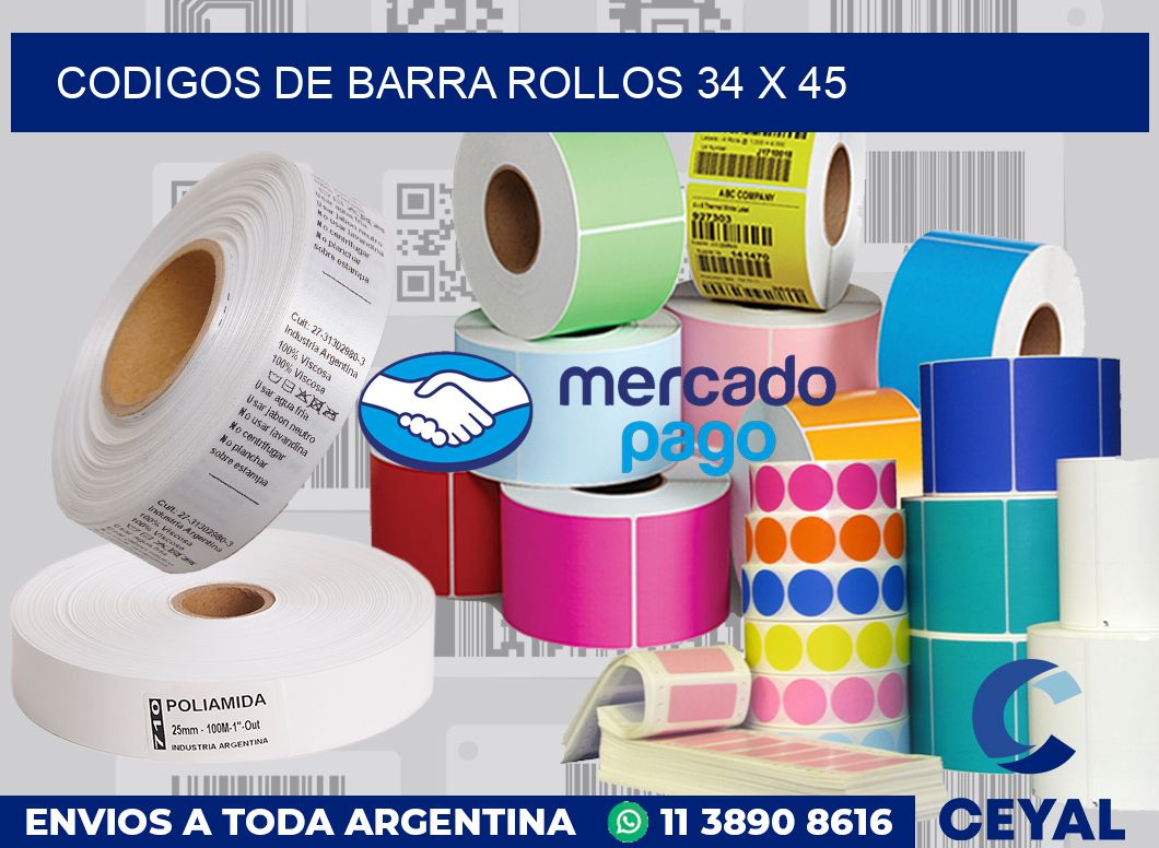 Codigos de barra rollos 34 x 45