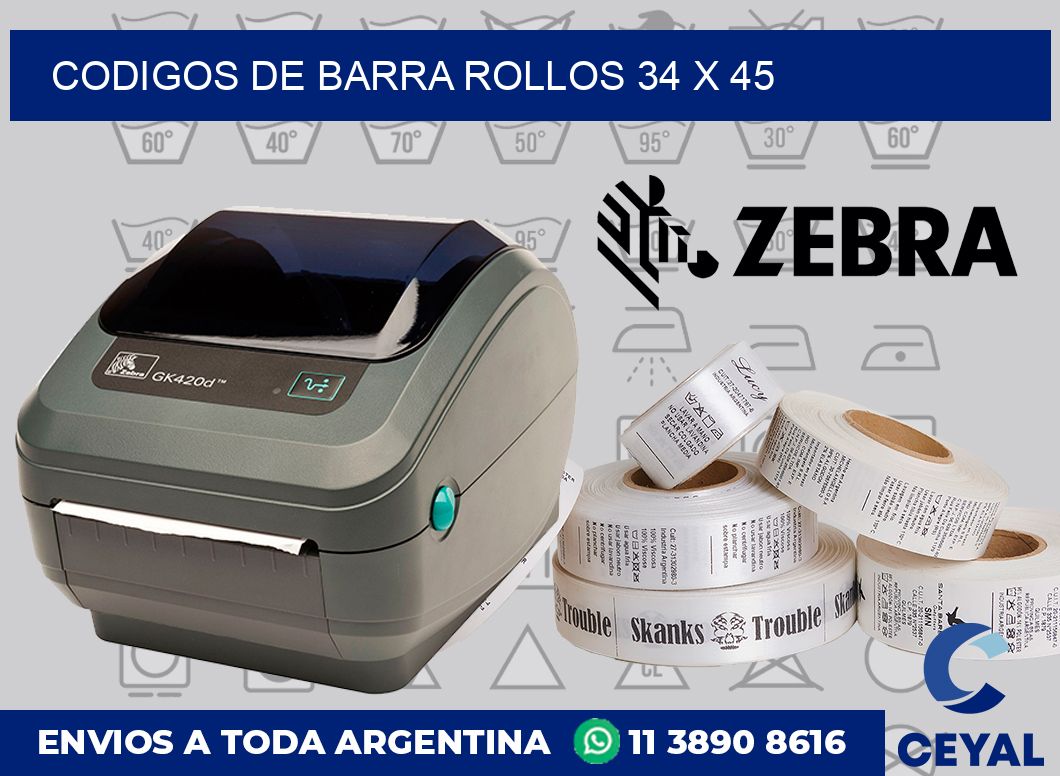 Codigos de barra rollos 34 x 45