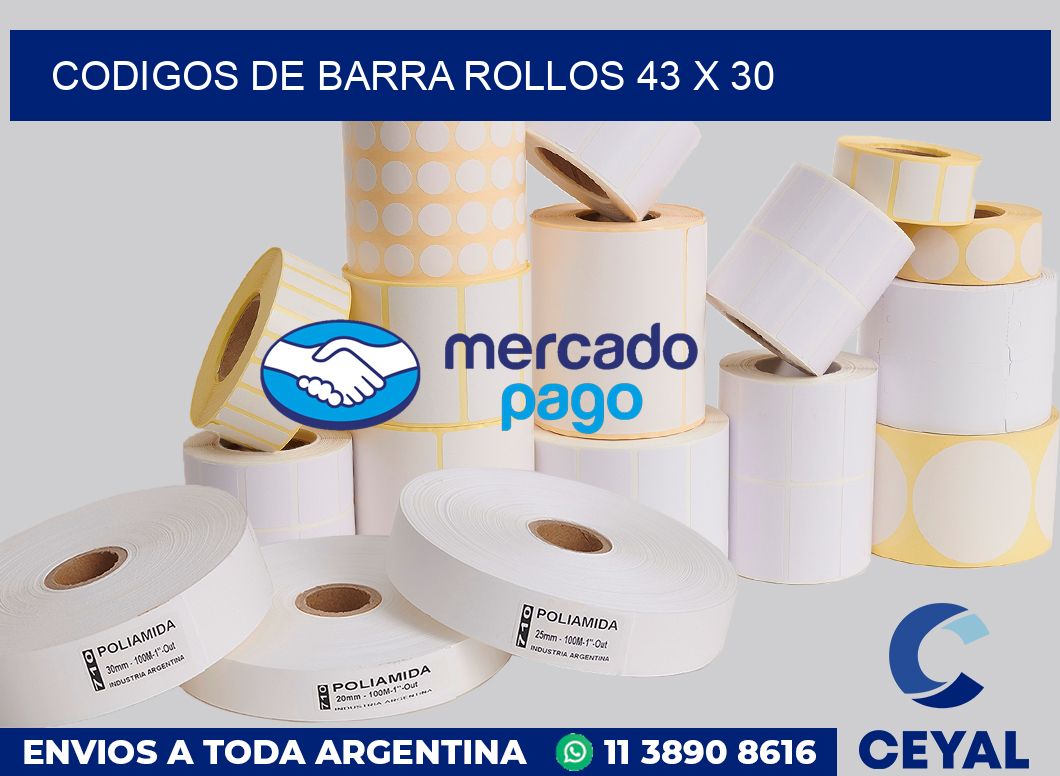 Codigos de barra rollos 43 x 30