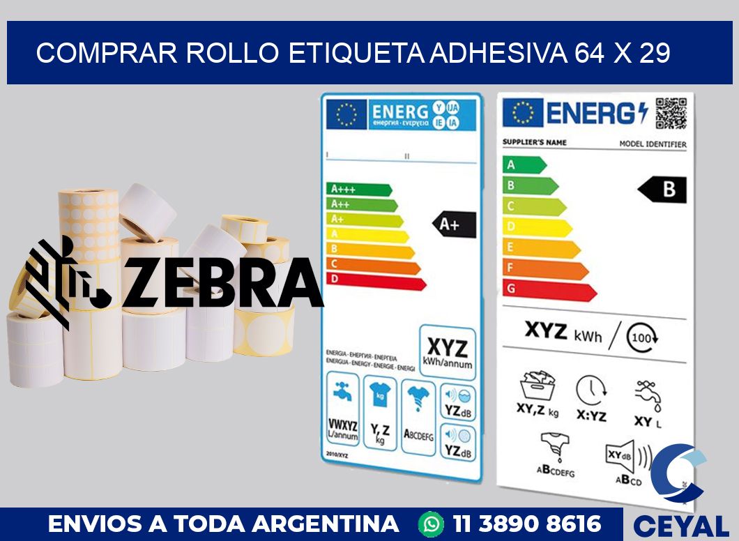 Comprar rollo etiqueta adhesiva 64 x 29