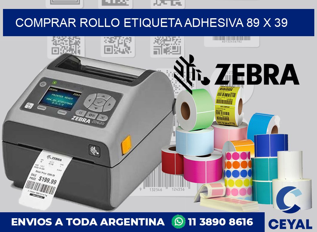 Comprar rollo etiqueta adhesiva 89 x 39