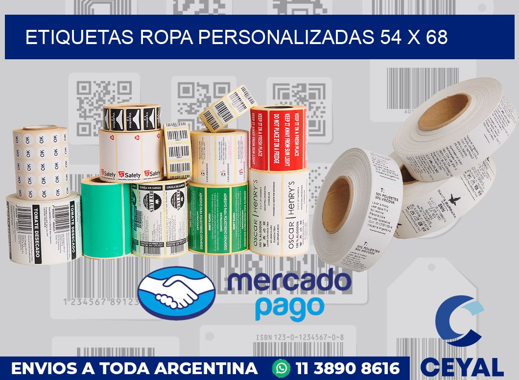 Etiquetas ropa personalizadas 54 x 68