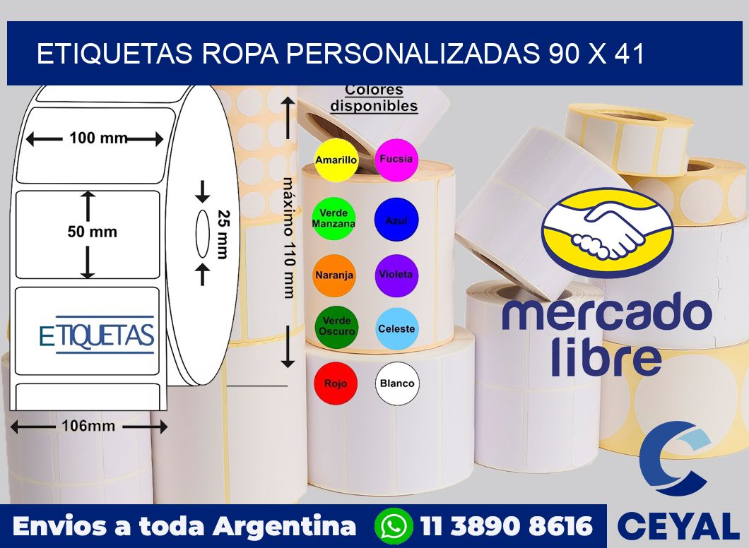 Etiquetas ropa personalizadas 90 x 41