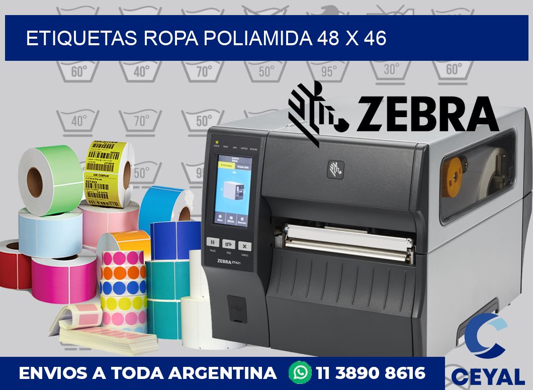 Etiquetas ropa poliamida 48 x 46