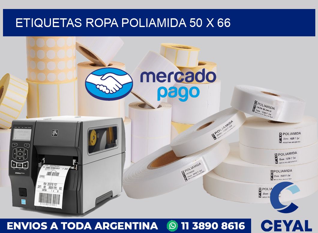 Etiquetas ropa poliamida 50 x 66