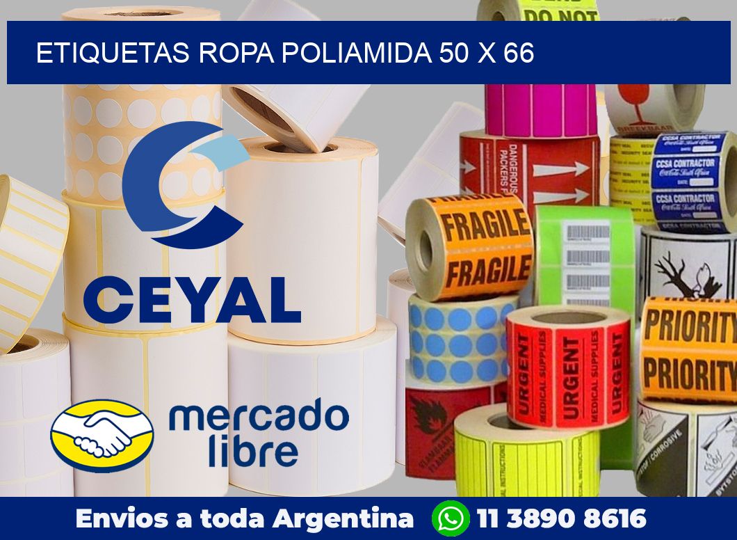 Etiquetas ropa poliamida 50 x 66