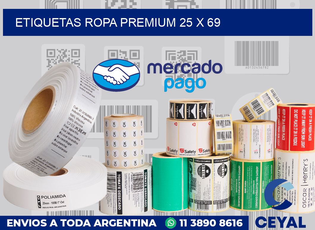 Etiquetas ropa premium 25 x 69