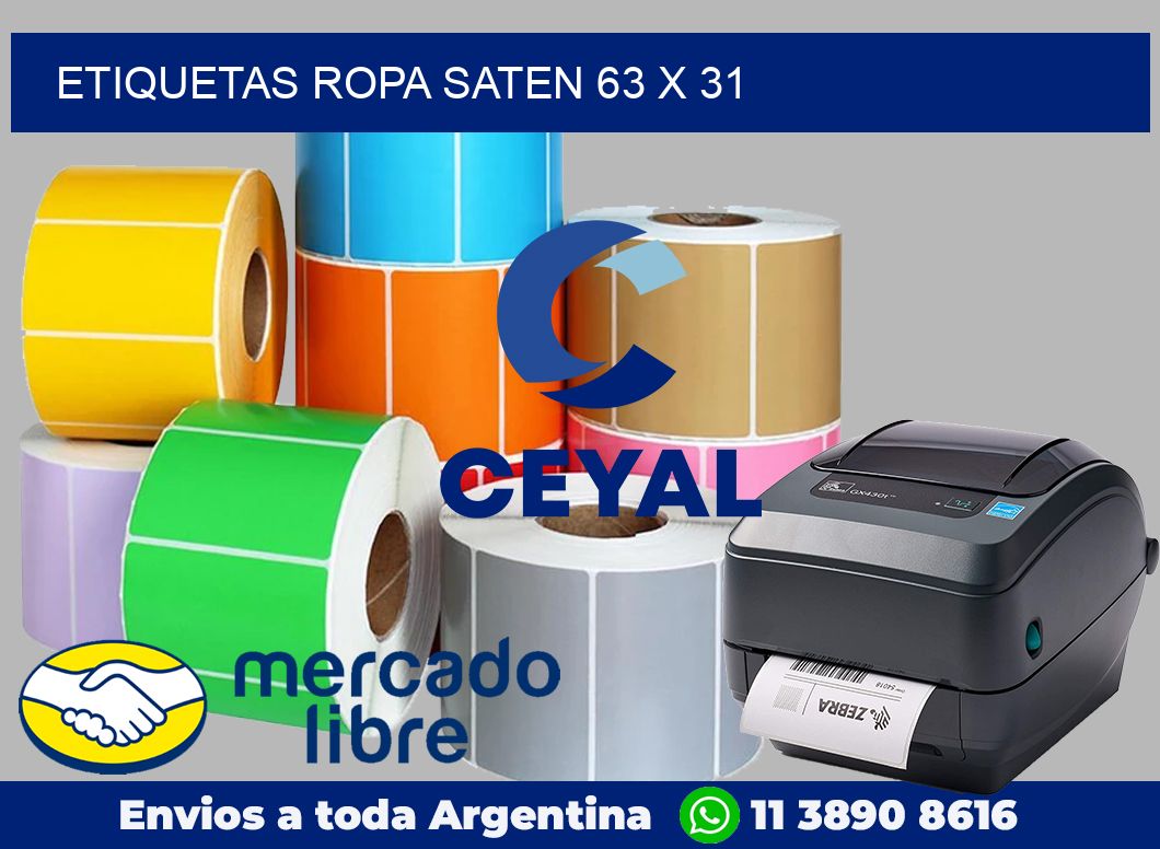 Etiquetas ropa saten 63 x 31