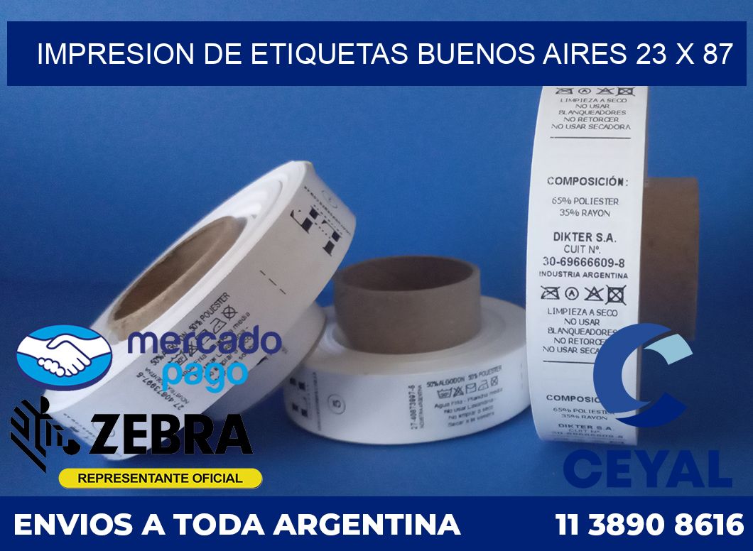 Impresion de etiquetas Buenos Aires 23 x 87