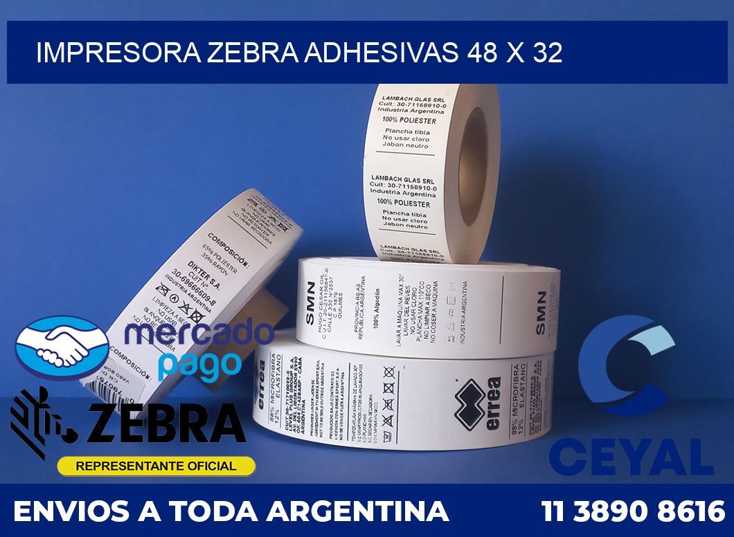 Impresora Zebra adhesivas 48 x 32