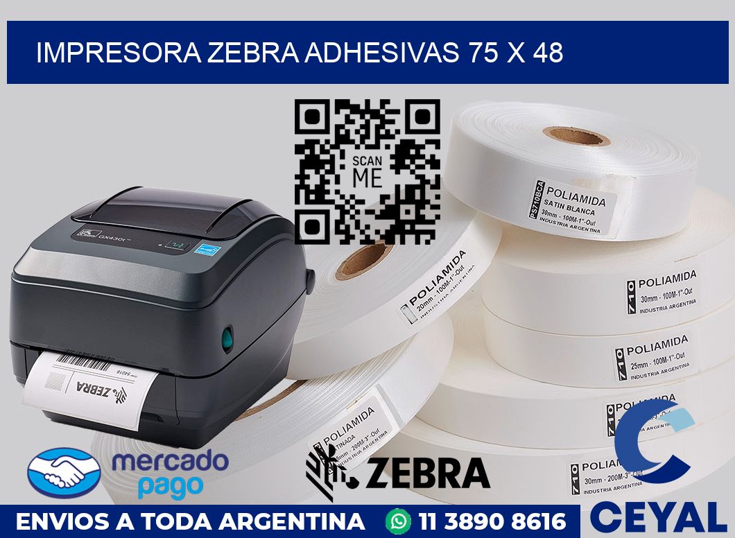 Impresora Zebra adhesivas 75 x 48