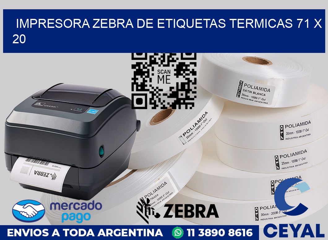 Impresora Zebra de etiquetas termicas 71 x 20