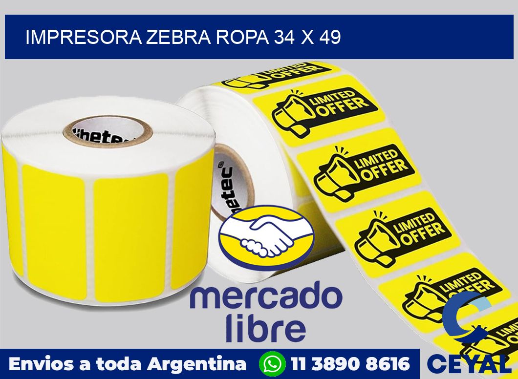 Impresora Zebra ropa 34 x 49