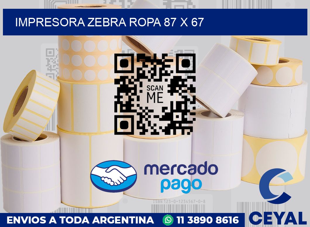 Impresora Zebra ropa 87 x 67