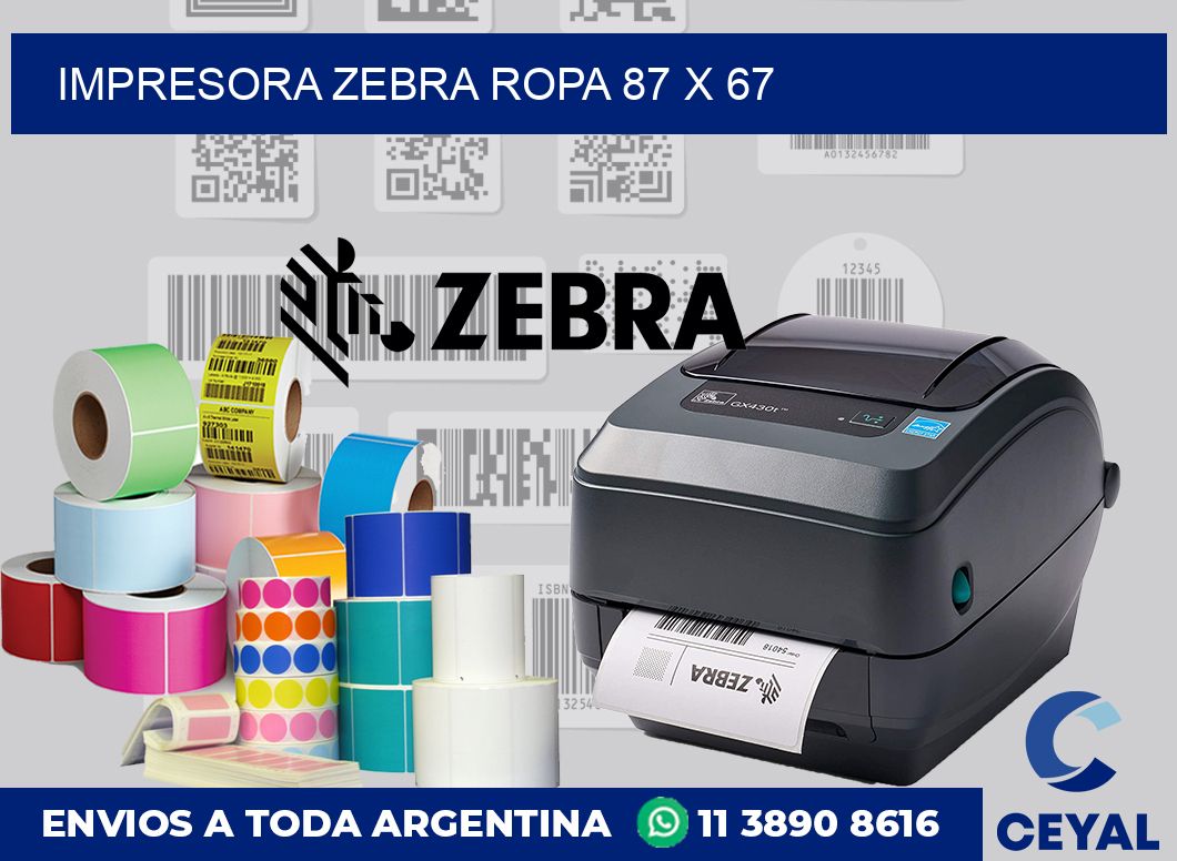 Impresora Zebra ropa 87 x 67