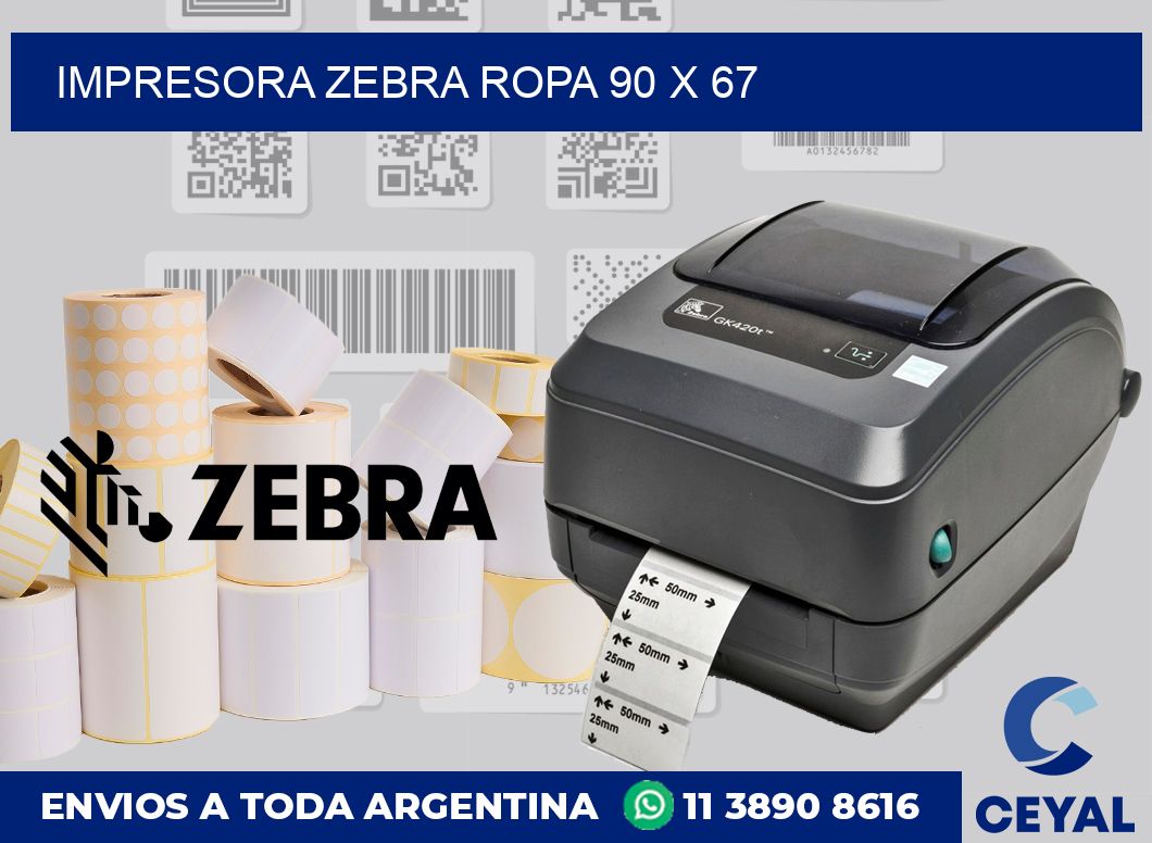 Impresora Zebra ropa 90 x 67