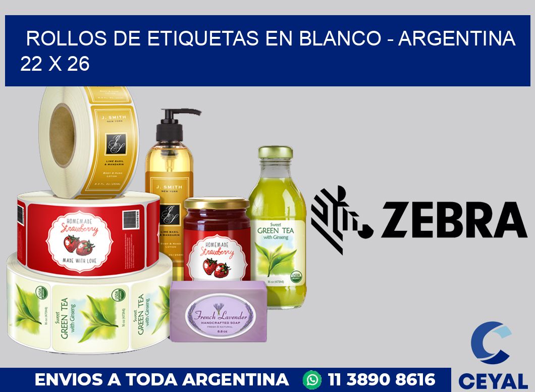 Rollos de etiquetas en blanco - Argentina 22 x 26