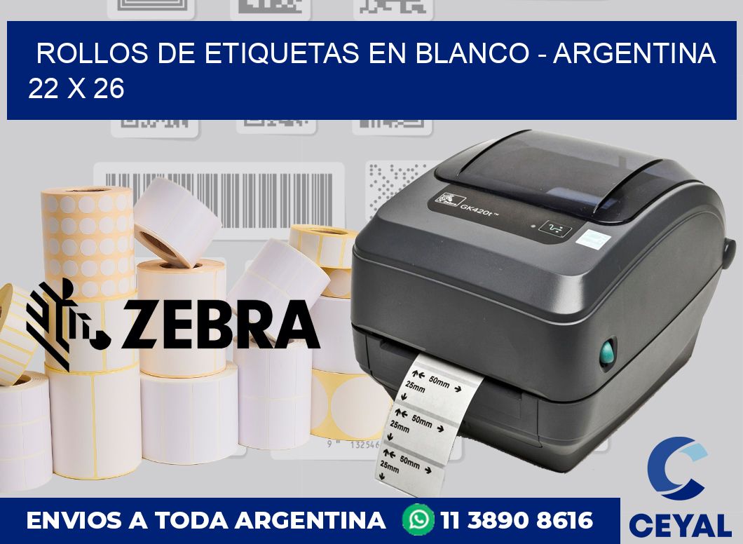 Rollos de etiquetas en blanco – Argentina 22 x 26