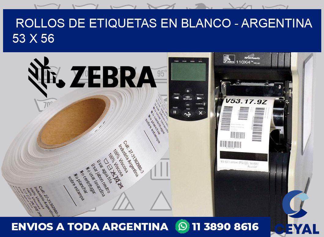 Rollos de etiquetas en blanco - Argentina 53 x 56