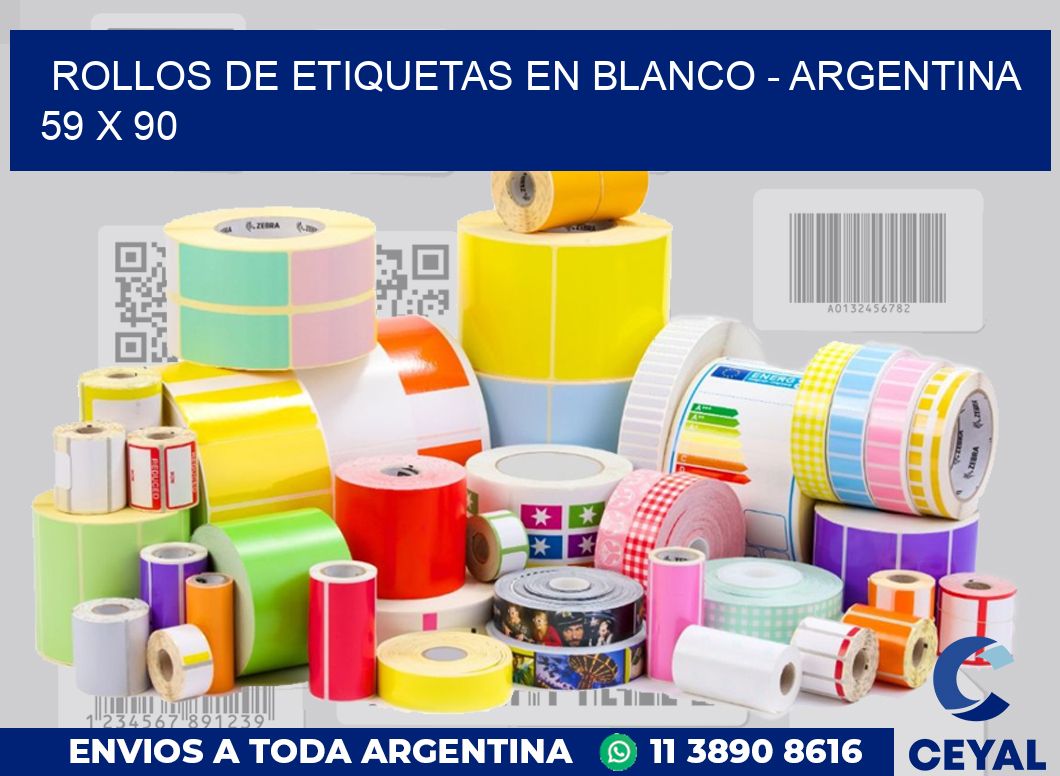 Rollos de etiquetas en blanco – Argentina 59 x 90