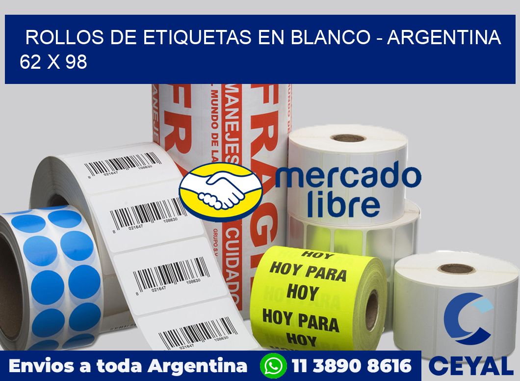 Rollos de etiquetas en blanco - Argentina 62 x 98