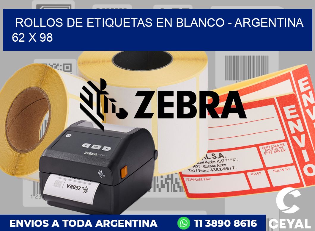 Rollos de etiquetas en blanco - Argentina 62 x 98