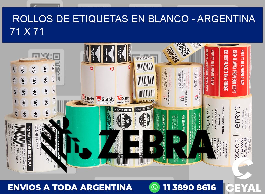 Rollos de etiquetas en blanco - Argentina 71 x 71