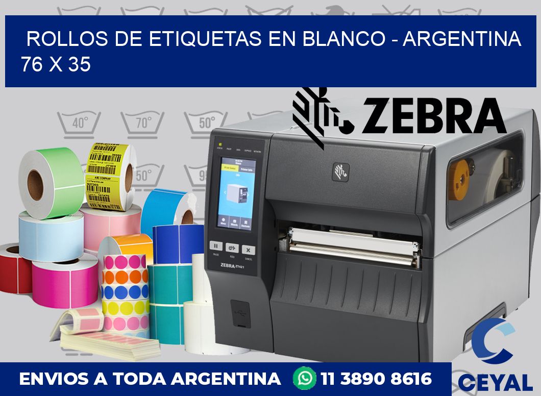 Rollos de etiquetas en blanco – Argentina 76 x 35