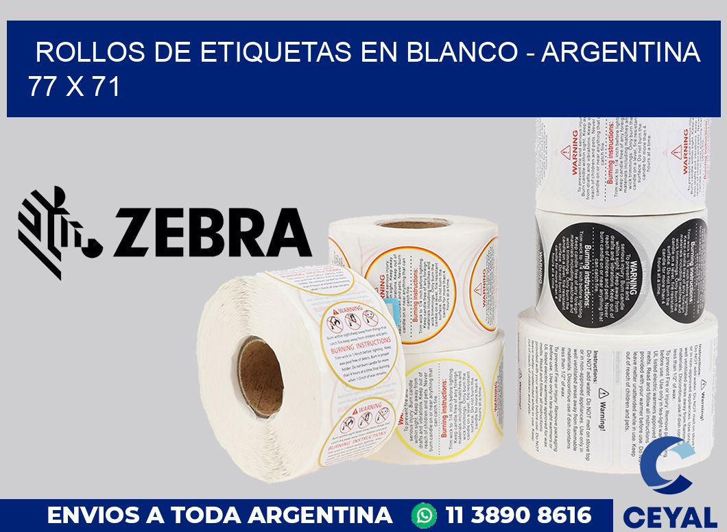 Rollos de etiquetas en blanco - Argentina 77 x 71