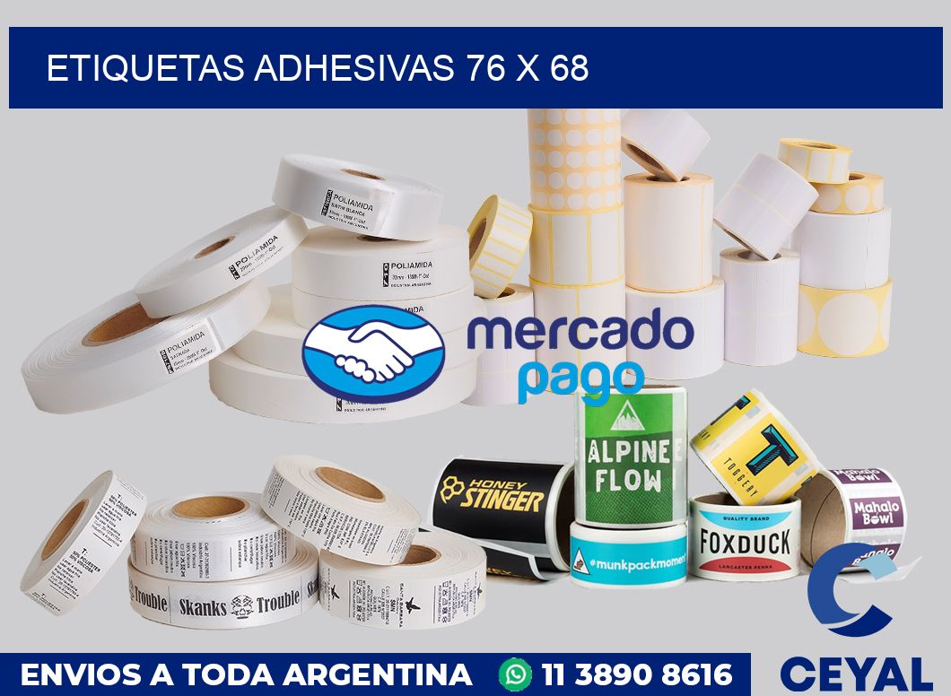 etiquetas adhesivas 76 x 68