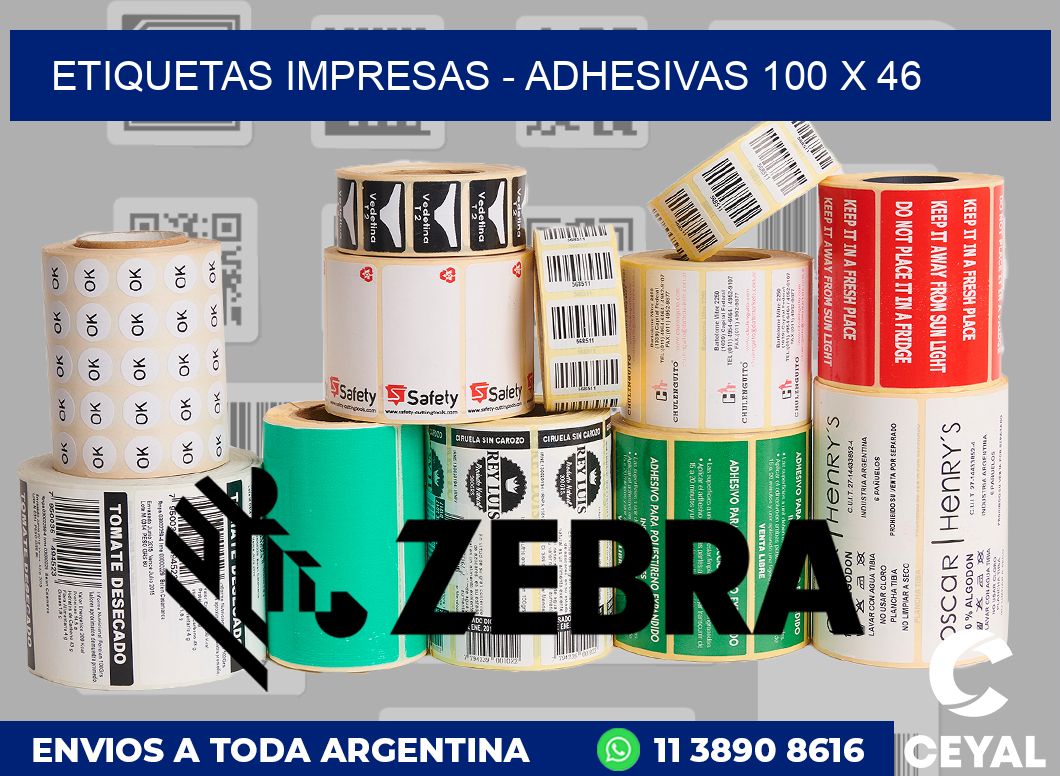 etiquetas impresas - Adhesivas 100 x 46