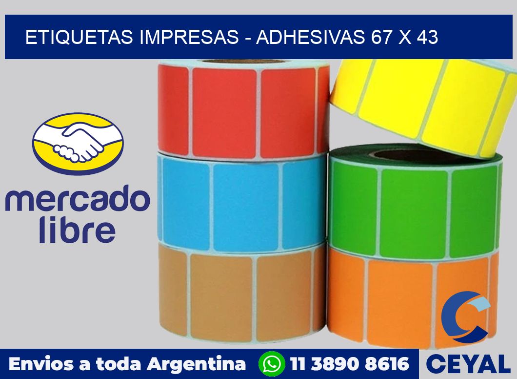 etiquetas impresas - Adhesivas 67 x 43