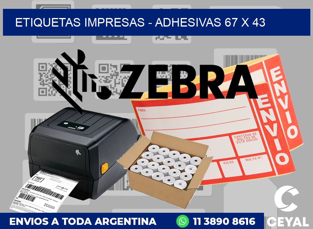 etiquetas impresas - Adhesivas 67 x 43