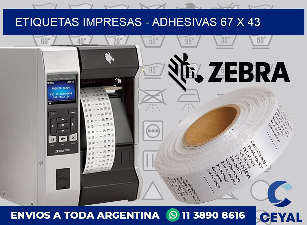 etiquetas impresas - Adhesivas 67 x 43