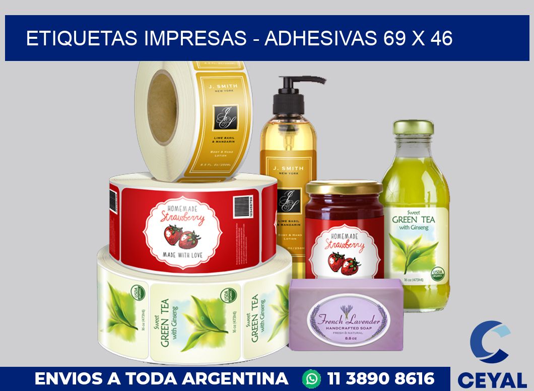 etiquetas impresas - Adhesivas 69 x 46