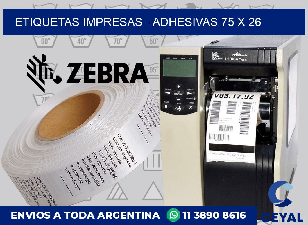 etiquetas impresas - Adhesivas 75 x 26