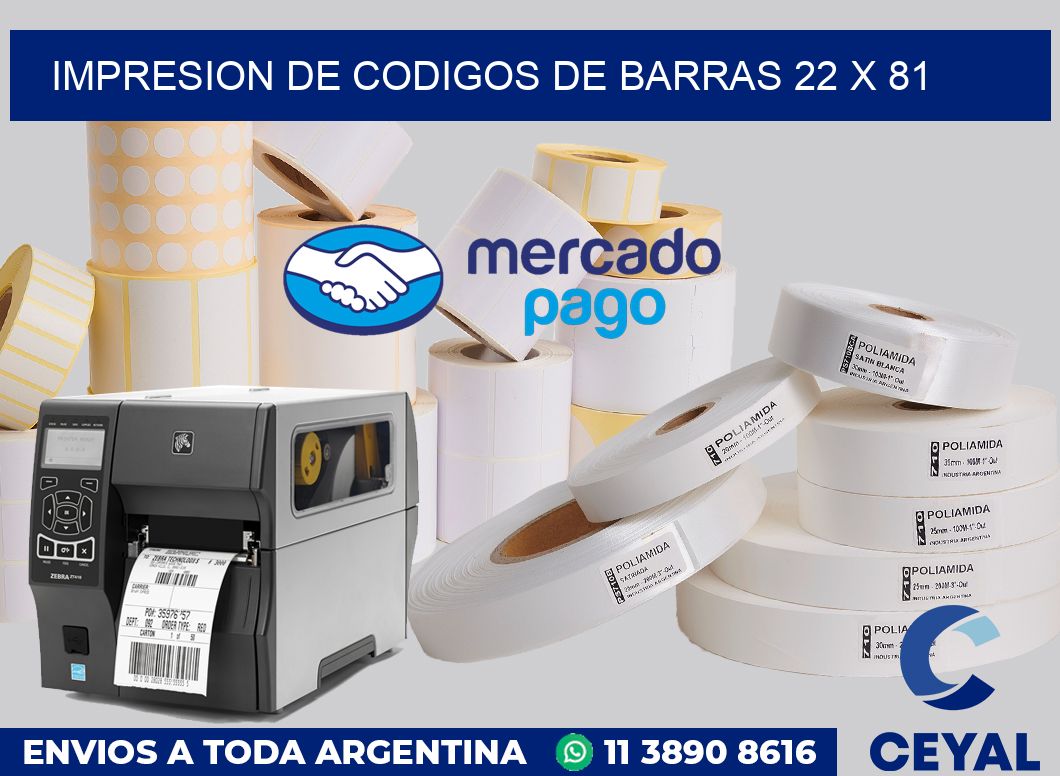 impresion de codigos de barras 22 x 81