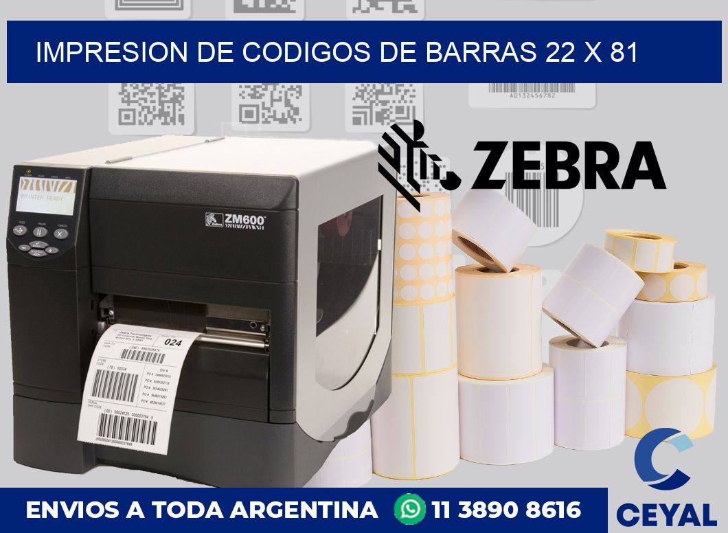 impresion de codigos de barras 22 x 81