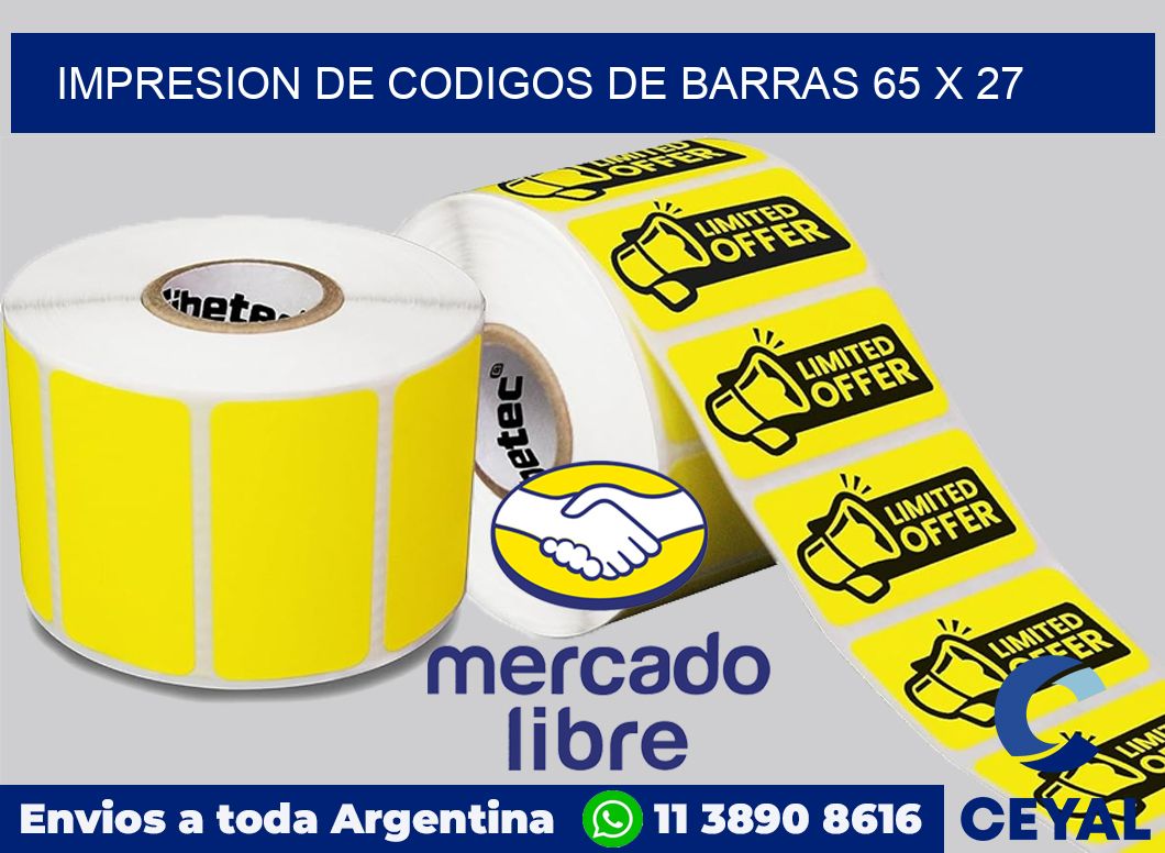 impresion de codigos de barras 65 x 27