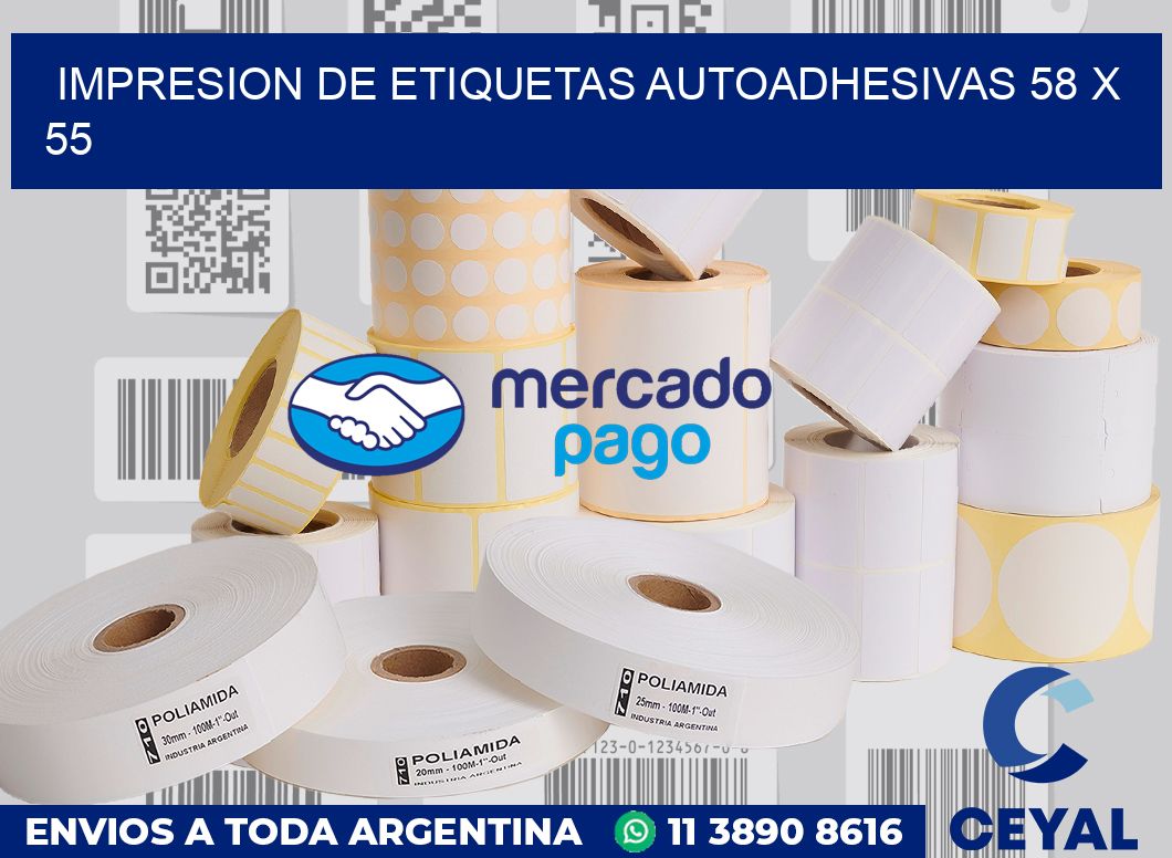 impresion de etiquetas autoadhesivas 58 x 55