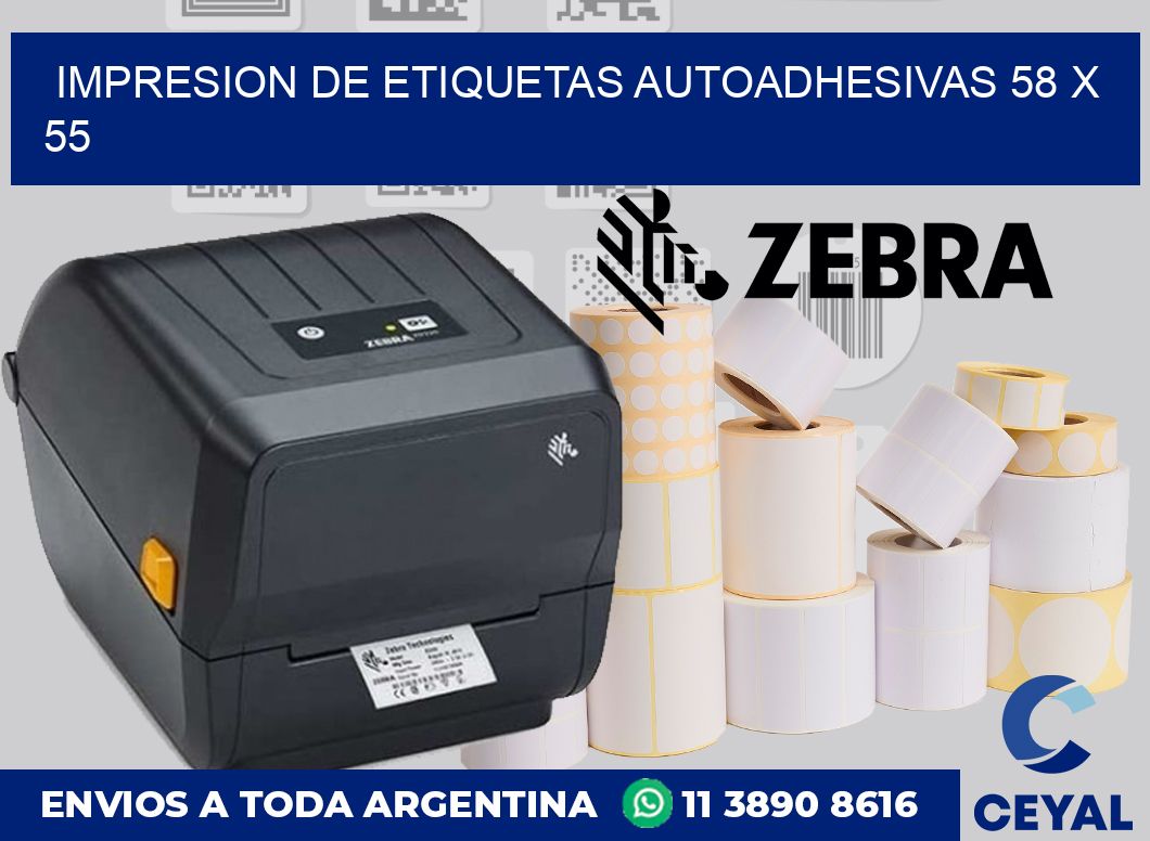 impresion de etiquetas autoadhesivas 58 x 55